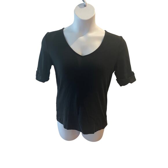 LAUREN RALPH LAUREN, LARGE, BLACK SHORT SLEEVE TOP - Picture 1 of 3